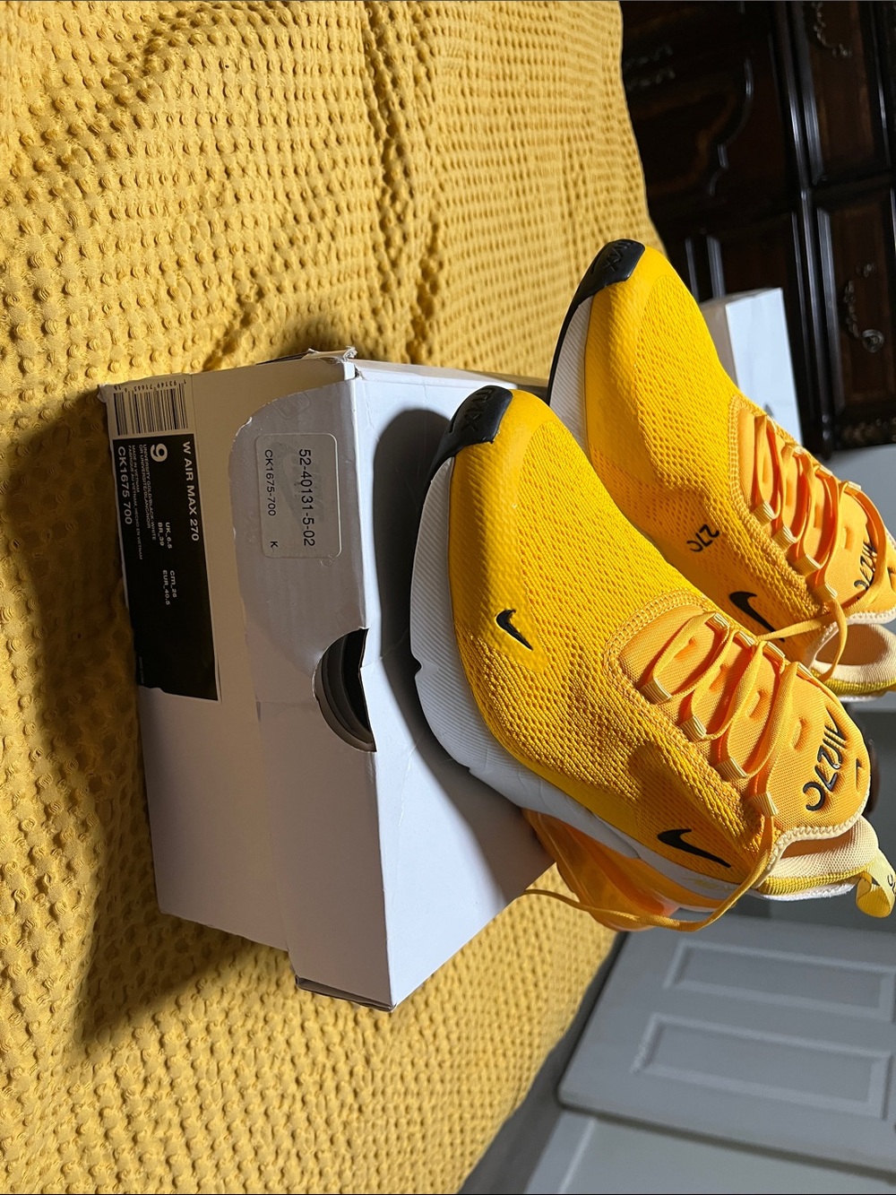 Nike Youth Bright Yellow Mesh Lace-Up Sneakers with Black Accents